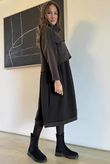 Elva Double Layer Dress Brown Black